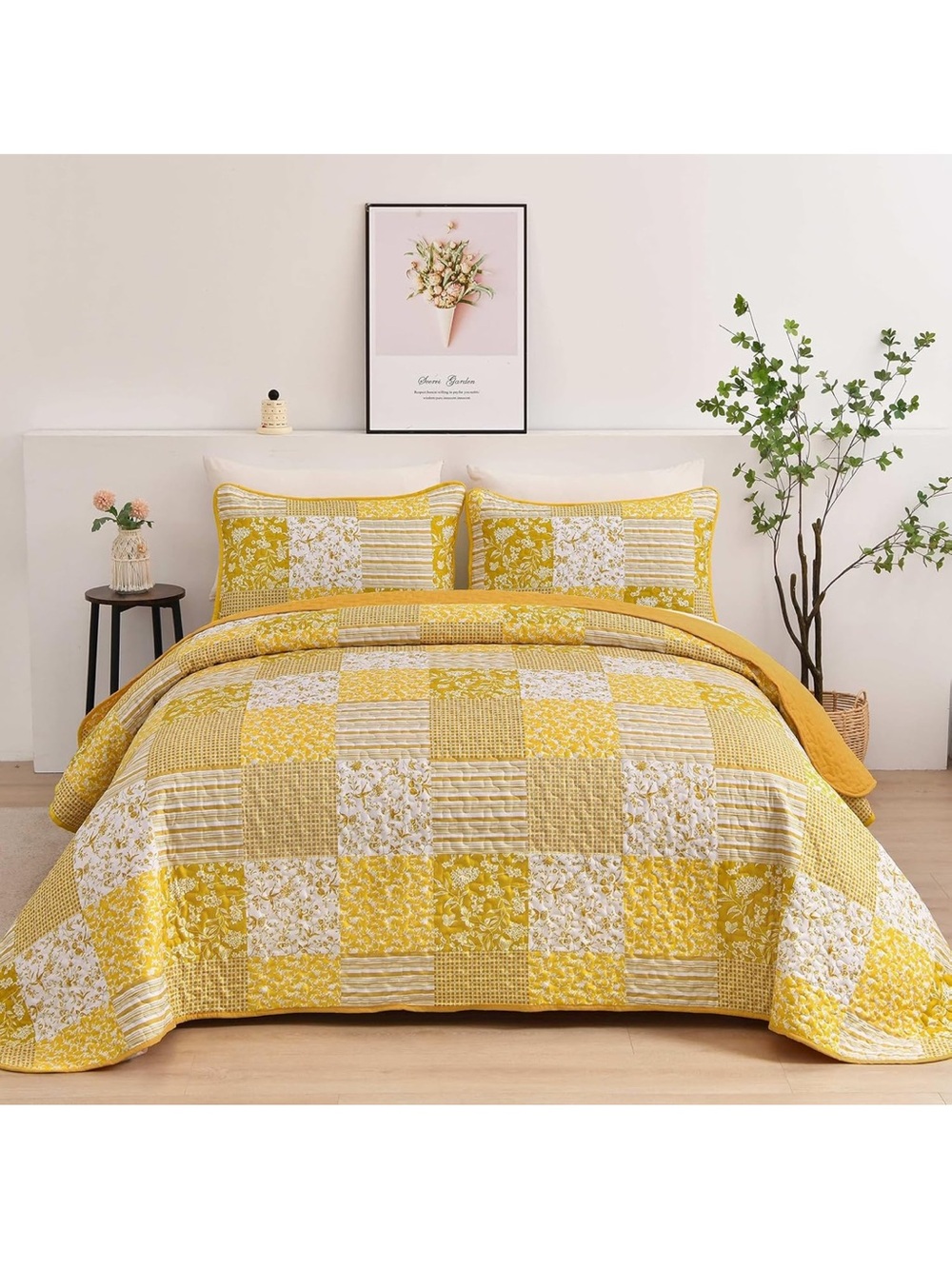 Yellow Patchwork Quilt Set - Brand